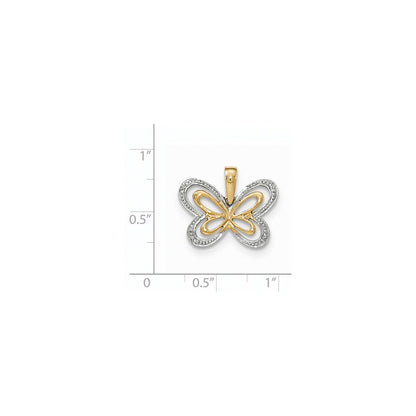 14k yellow gold real diamond w rhodium accent butterfly pendant xp4868aa