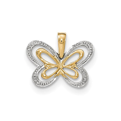 14k yellow gold real diamond w rhodium accent butterfly pendant xp4868aa
