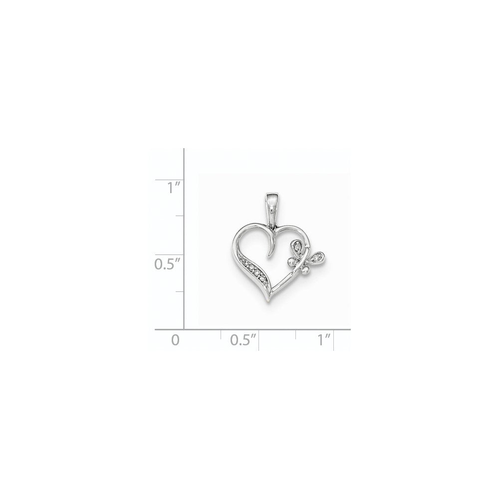14kt white gold polished heart w butterfly real diamond pendant xp4890aa
