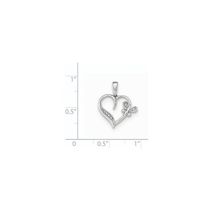 14kt white gold polished heart w butterfly real diamond pendant xp4890aa