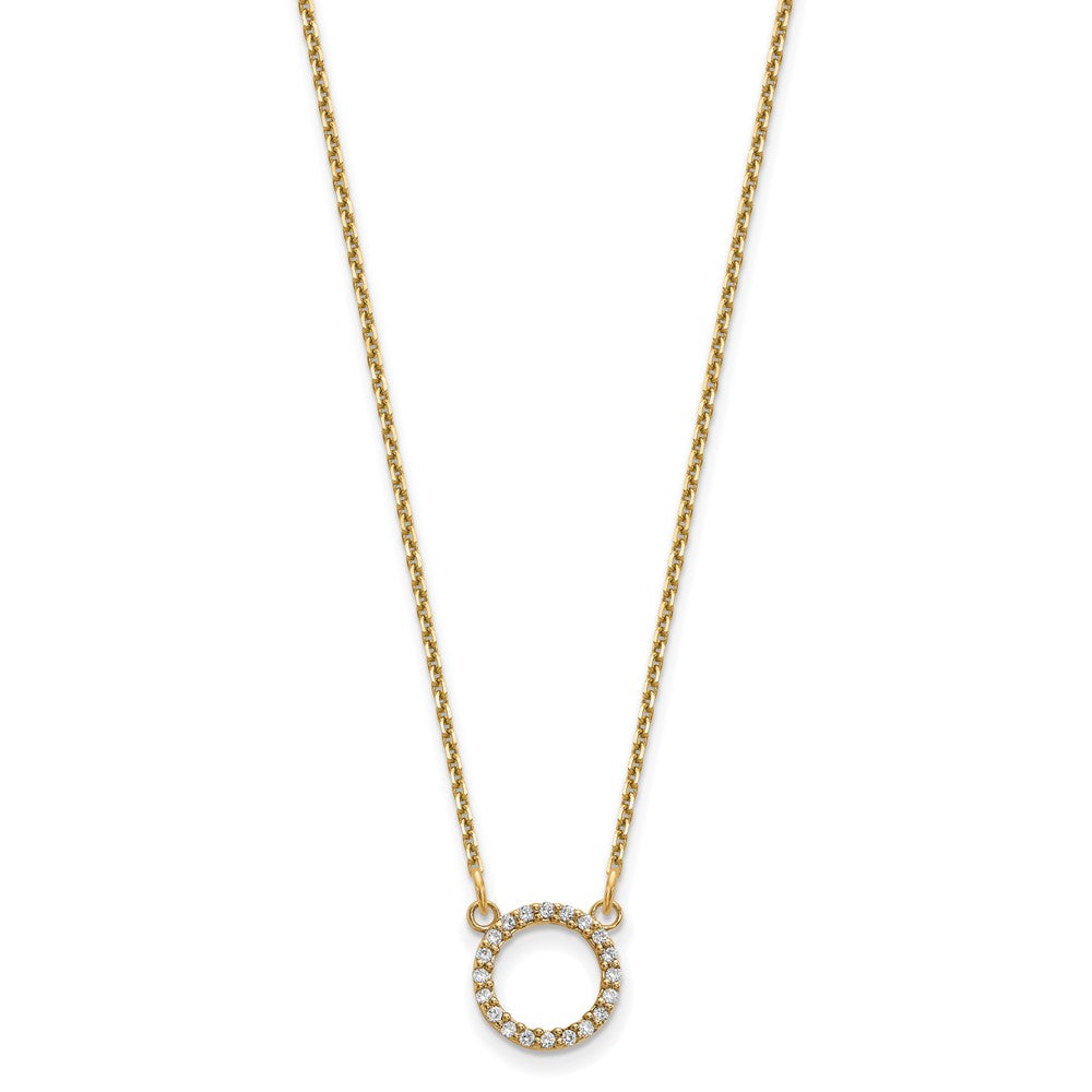 14k yellow gold real diamond open circle necklace xp5027aaa