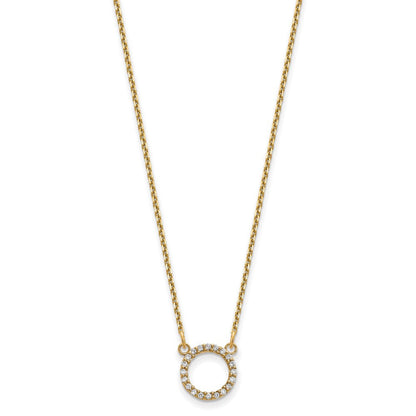 14k yellow gold real diamond open circle necklace xp5027aaa