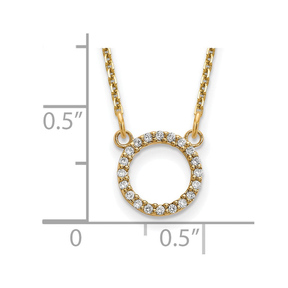 14k yellow gold real diamond open circle necklace xp5027aaa