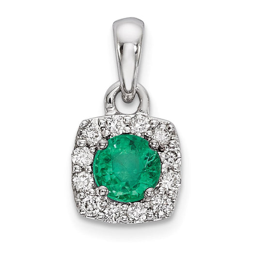 14k white gold real diamond emerald pendant xp5092e a