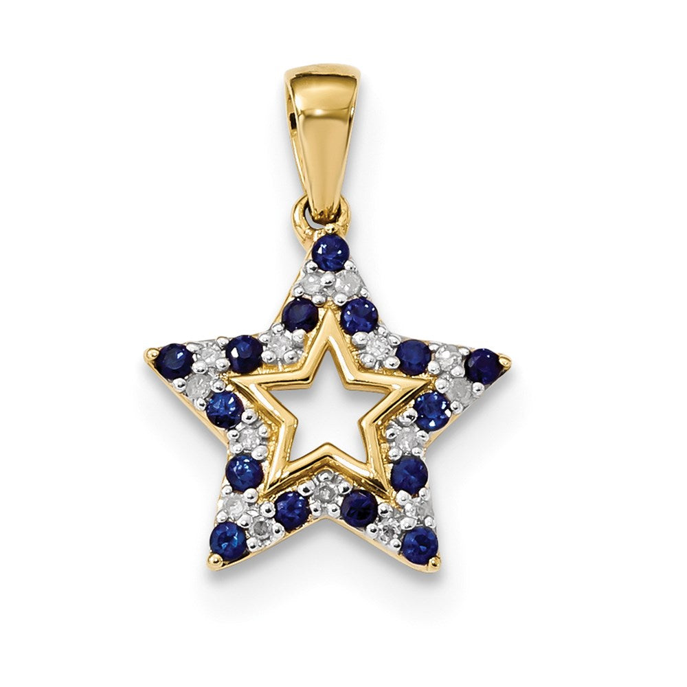 14k yellow gold sapphire real diamond star pendant xp5099s aa