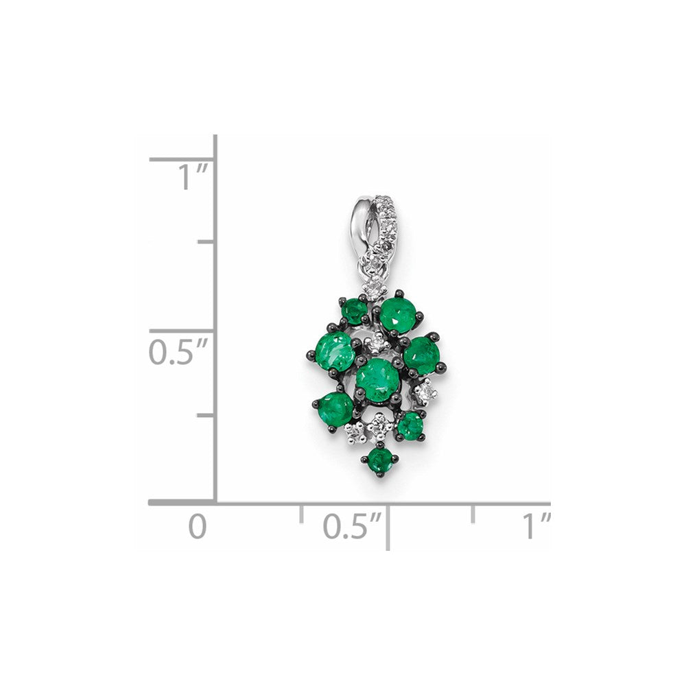 14k white gold real diamond and emerald polished pendant xp5110e aa