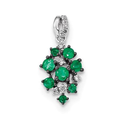 14k white gold real diamond and emerald polished pendant xp5110e aa