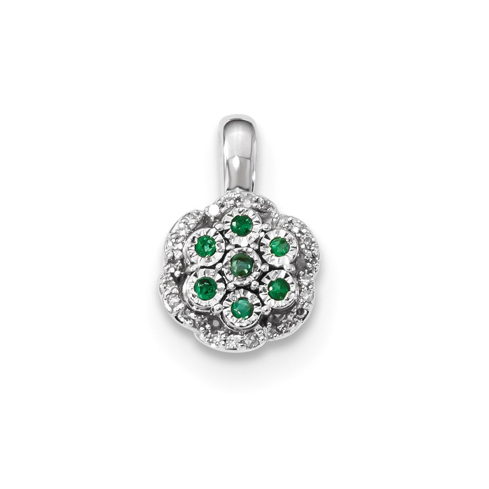 14k white gold real diamond emerald pendant xp5113e aa