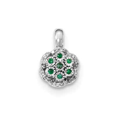 14k white gold real diamond emerald pendant xp5113e aa