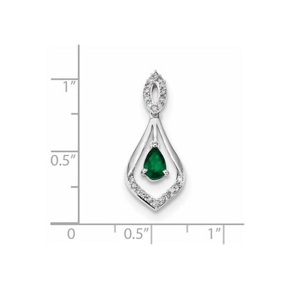 14k white gold real diamond and emerald dangle pendant xp5115e aa
