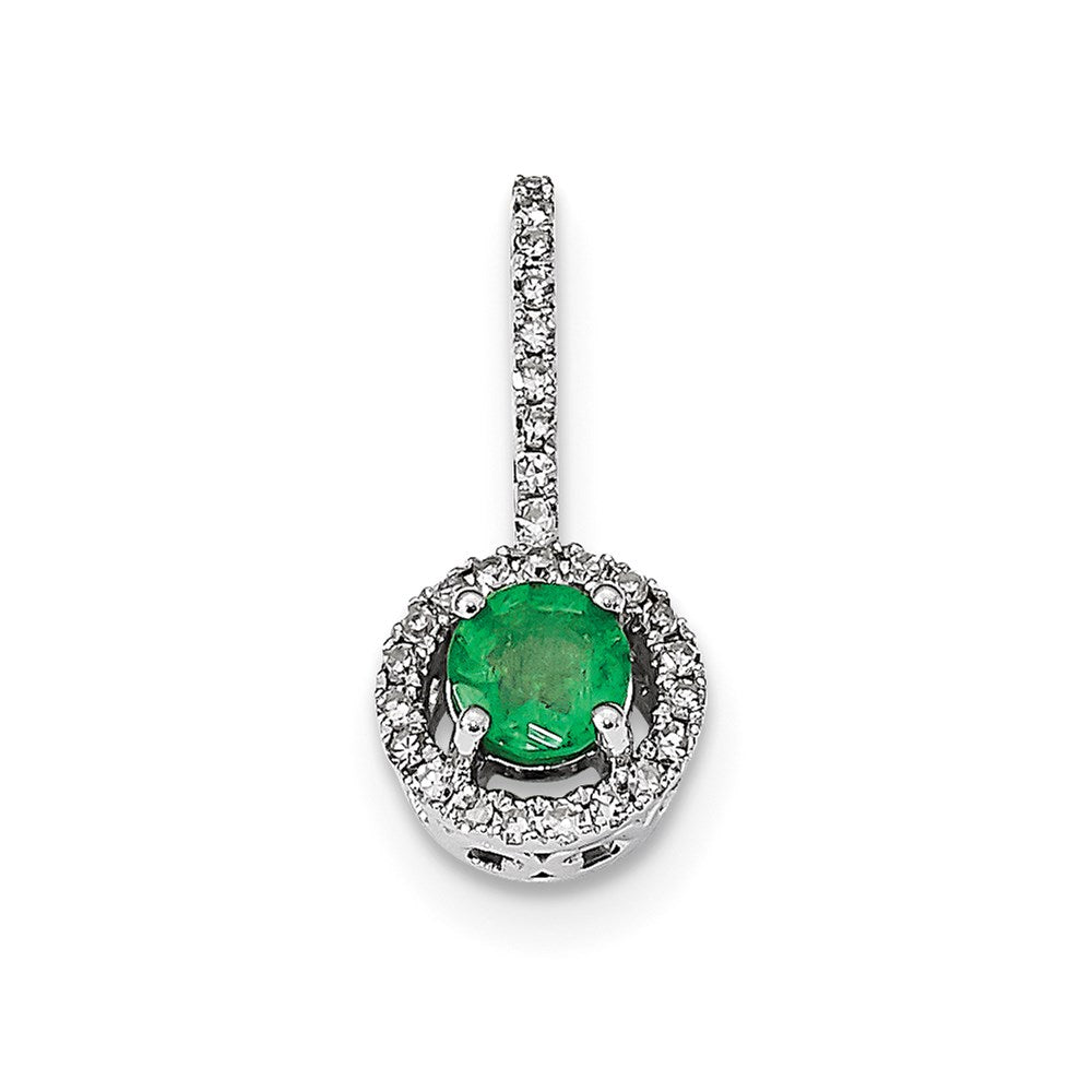 14k white gold real diamond emerald pendant xp5118e aa