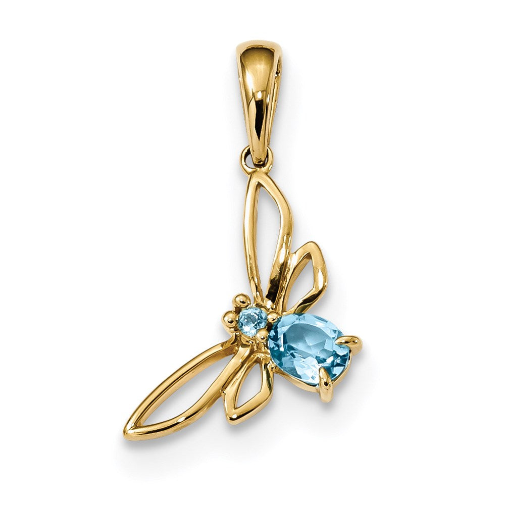 14k yellow gold swiss blue topaz butterfly pendant xp5138bt
