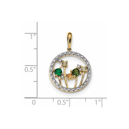 14k yellow gold cr emerald pe ci chrome diopside real diamond pendant xp5171cre aa