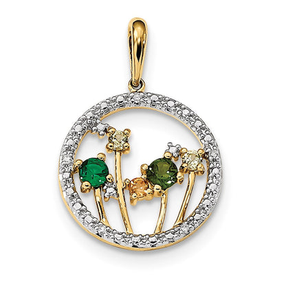 14k yellow gold cr emerald pe ci chrome diopside real diamond pendant xp5171cre aa