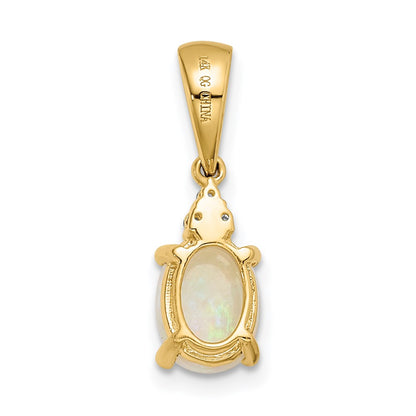 14k Austrian Opal and Diamond Pendant