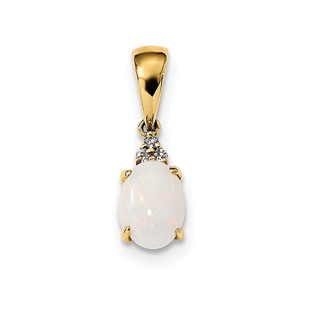 14k Austrian Opal and Diamond Pendant