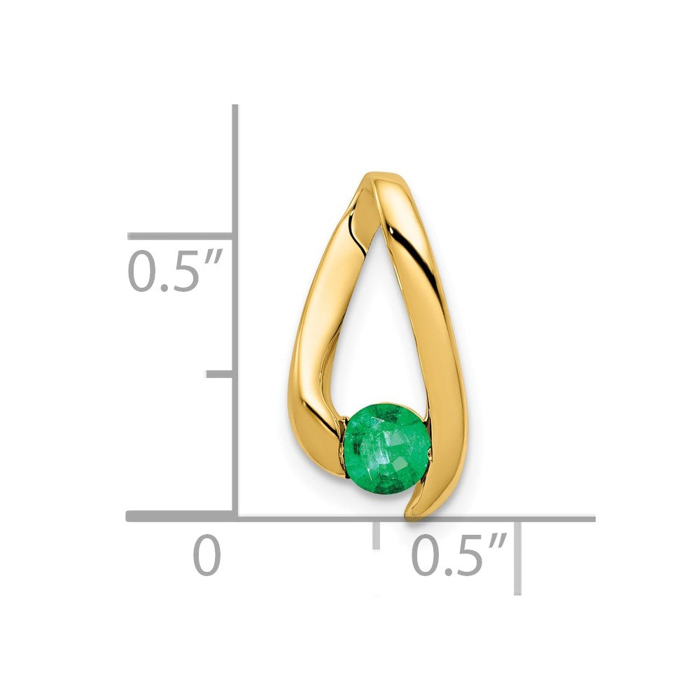 14k yellow gold 4mm emerald pendant xp948e