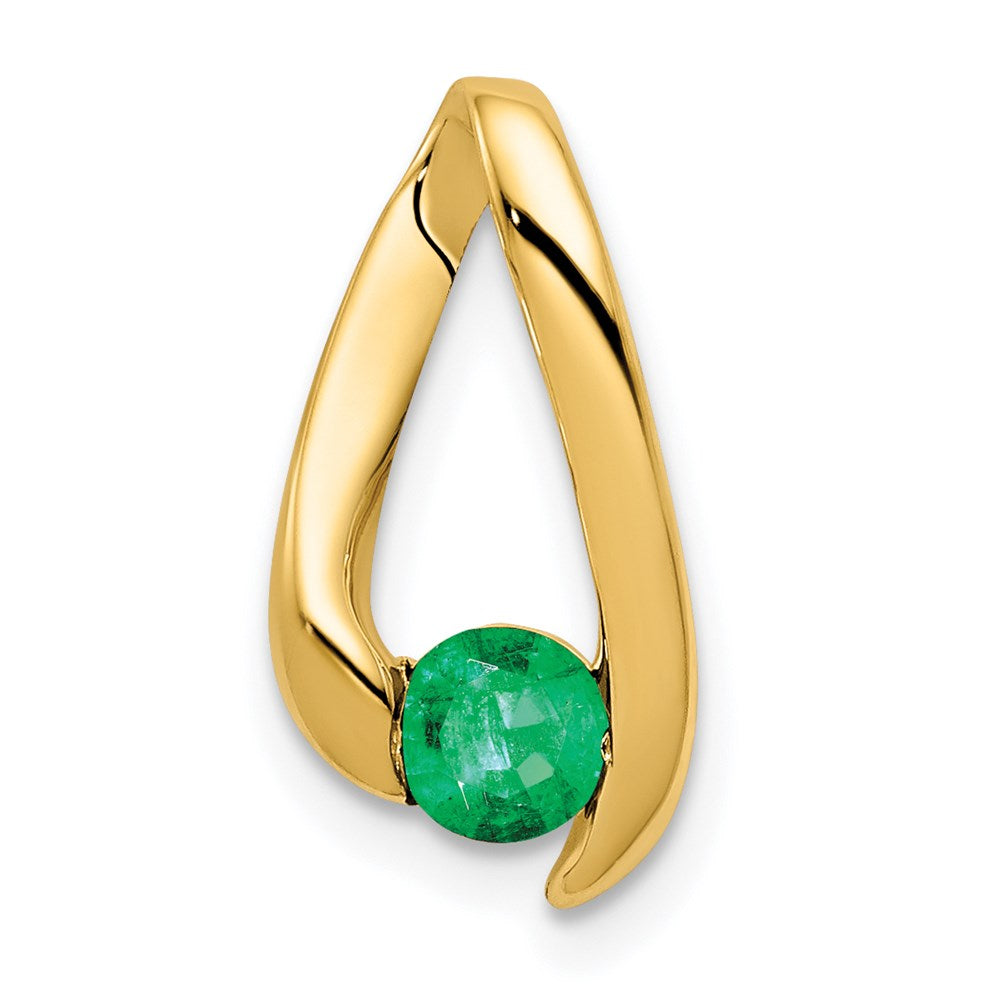 14k yellow gold 4mm emerald pendant xp948e