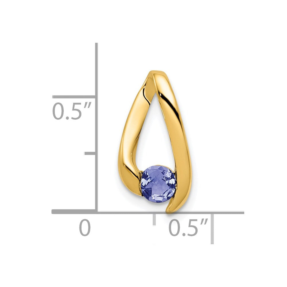 14k Yellow Gold 4mm Tanzanite pendant