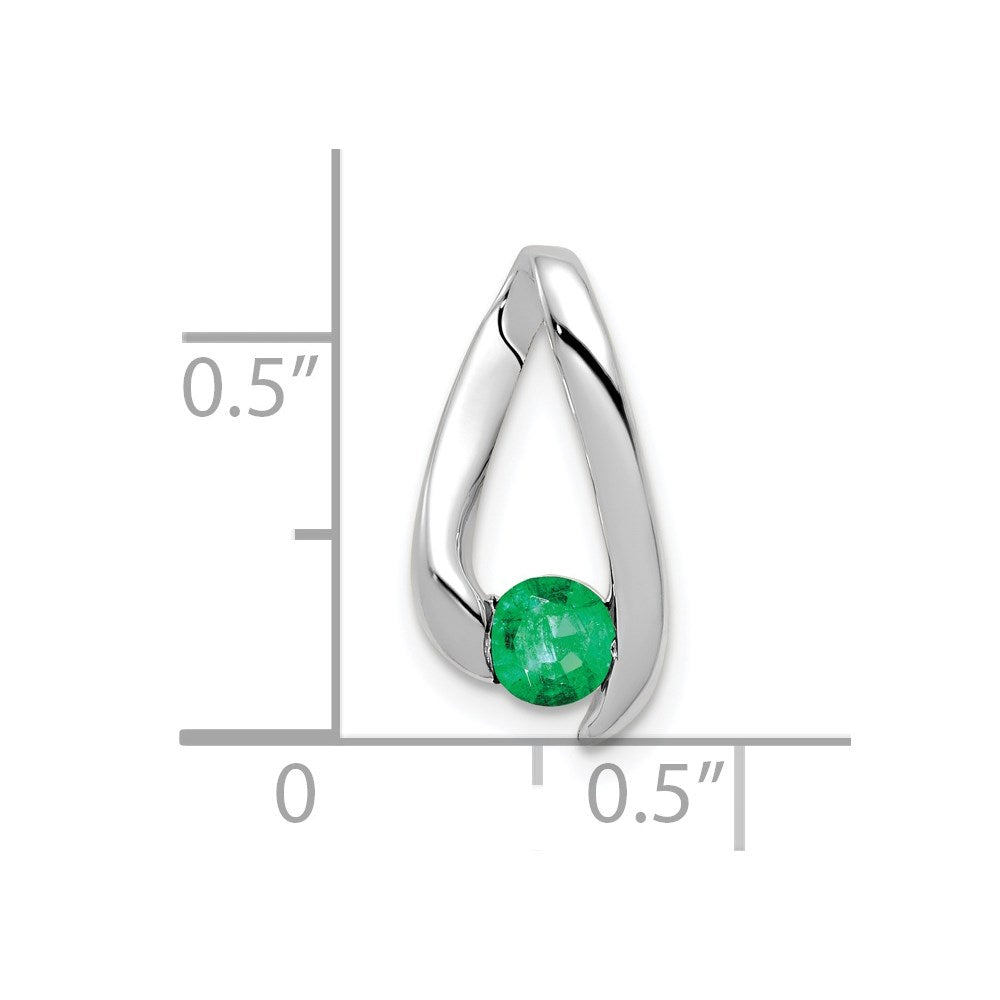 14k white gold 4mm emerald pendant xp949e