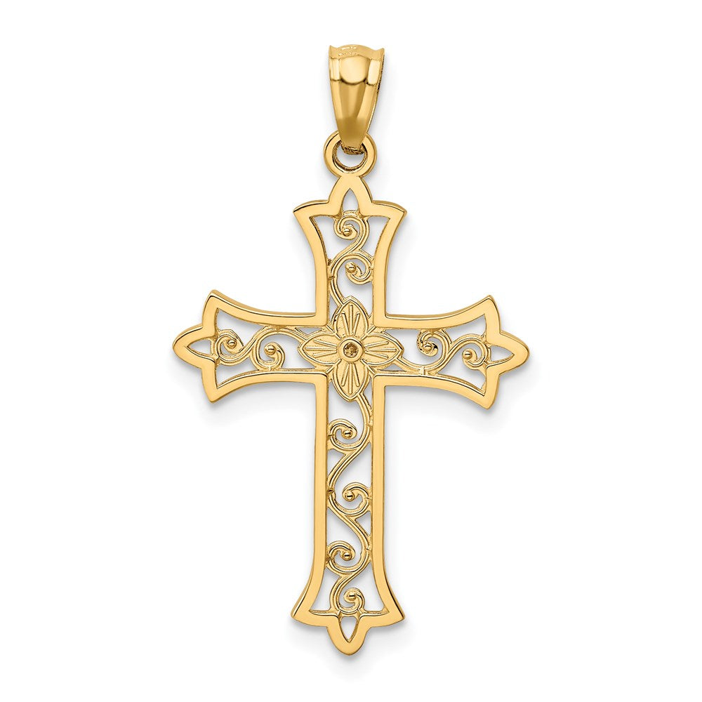 14k Yellow Gold Diamond Cross Pendant