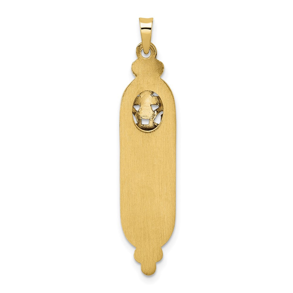 14k Yellow Gold Polished and Textured Solid Mezuzah Pendant