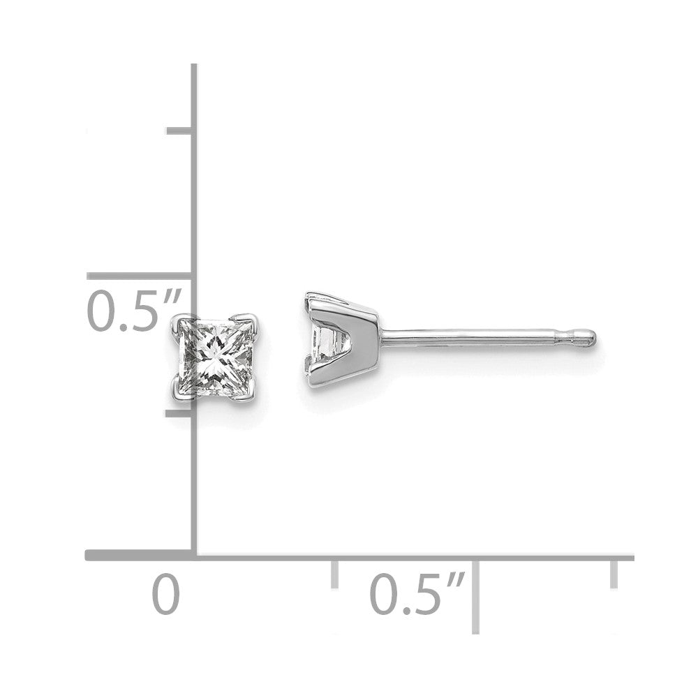 14k White Gold AA Quality Complete Princess Cut Diamond Earrings
