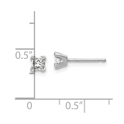 14k White Gold AA Quality Complete Princess Cut Diamond Earrings