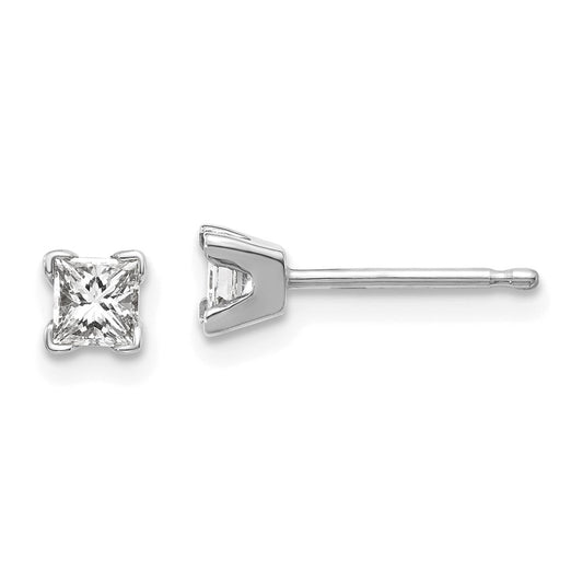 14k White Gold VS Quality Complete Princess Cut Diamond Earrings
