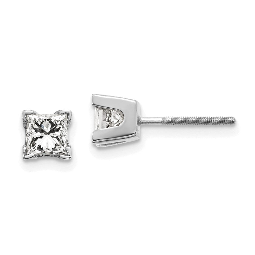 14k White Gold AA Quality Complete Princess Cut Diamond Earrings