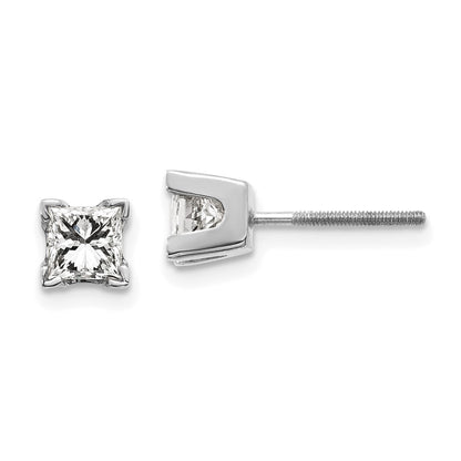 14k White Gold AA Quality Complete Princess Cut Diamond Earrings