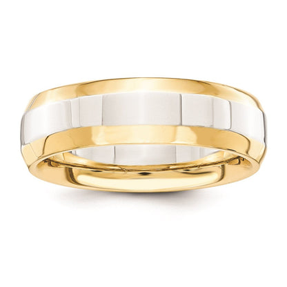 Solid 10K Yellow Gold Two-Tone 6mm Domed Size 10 Wedding Men's/Women's Wedding Band Ring