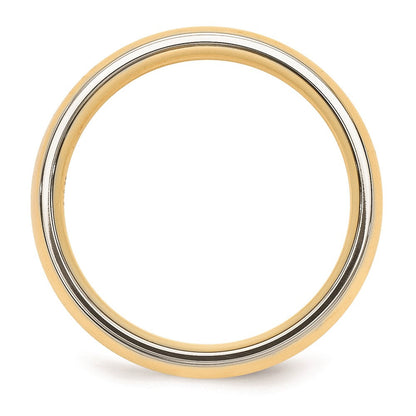 Solid 10K Yellow Gold Two-Tone 6mm Domed Size 12 Wedding Men's/Women's Wedding Band Ring