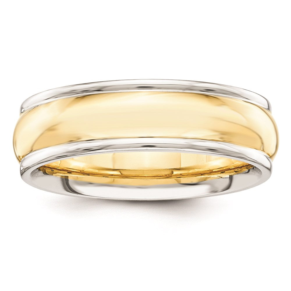 Solid 14K Yellow Gold Two-Tone 6mm Domed Size 5 Wedding Men's/Women's Wedding Band Ring