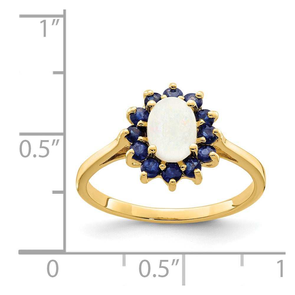 14k yellow gold opal and sapphire ring y11656op