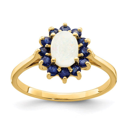 14k yellow gold opal and sapphire ring y11656op