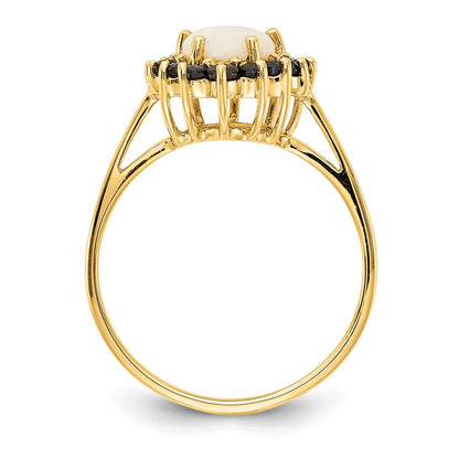 14k yellow gold opal and sapphire ring y11657op
