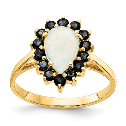 14k yellow gold opal and sapphire ring y11657op