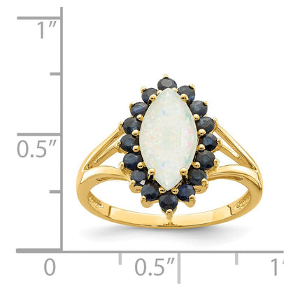 14k yellow gold opal and sapphire ring y11658op