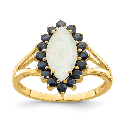 14k yellow gold opal and sapphire ring y11658op