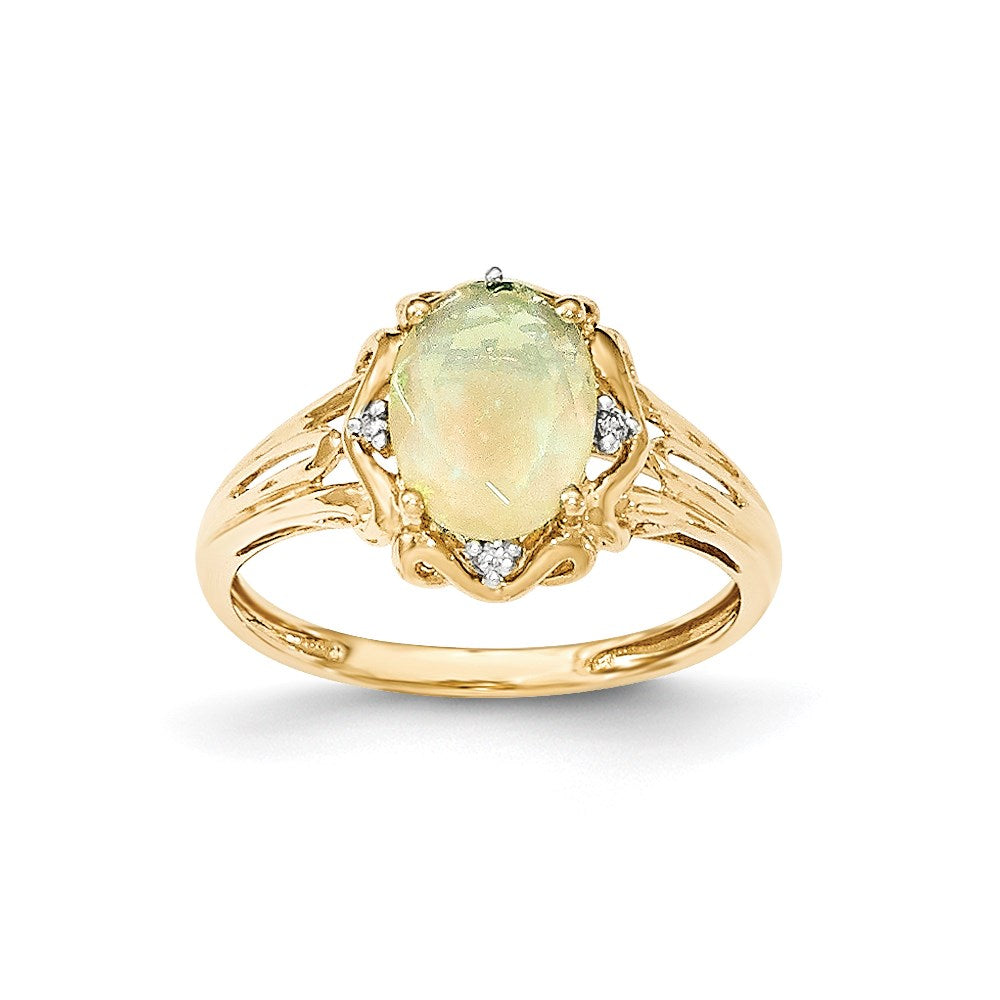 14k yellow gold oval australian opal real diamond ring y12856op aa