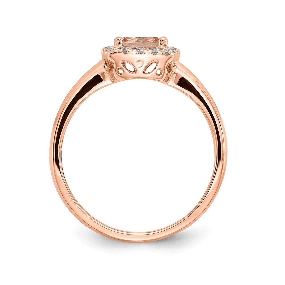 14k Rose Gold Morganite & Real Diamond Ring