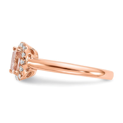 14k Rose Gold Morganite & Real Diamond Ring