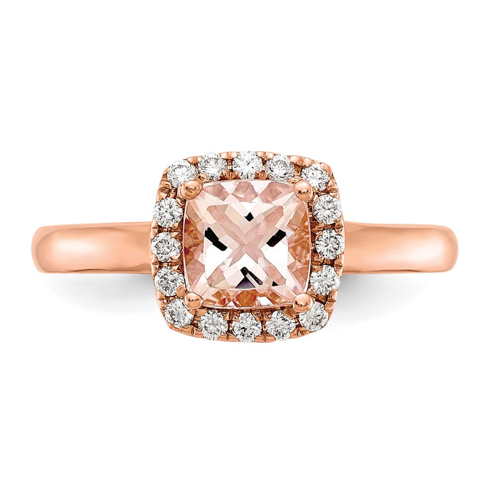 14k Rose Gold Morganite & Real Diamond Ring