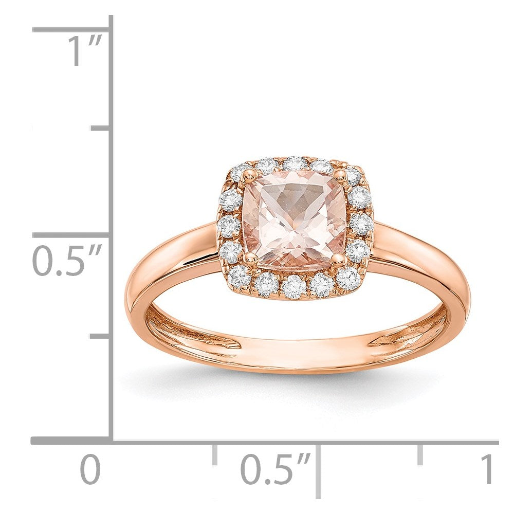 14k Rose Gold Morganite & Real Diamond Ring