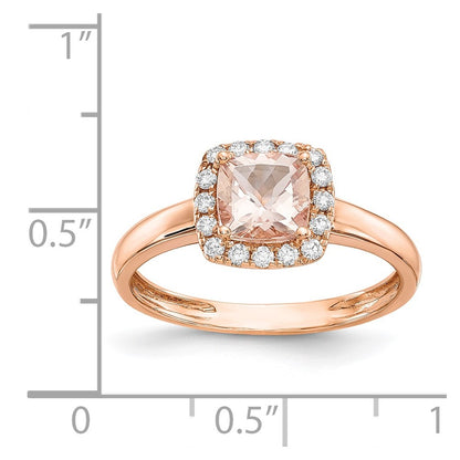 14k Rose Gold Morganite & Real Diamond Ring