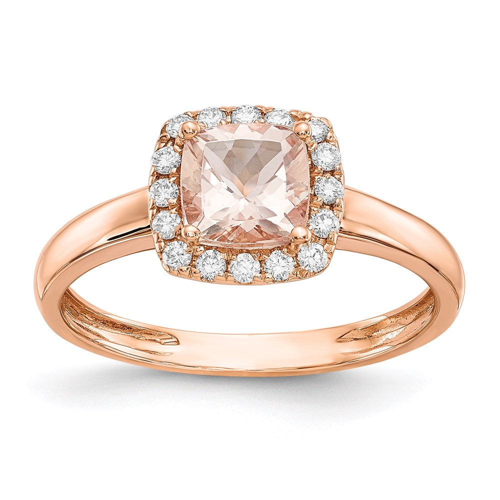 14k Rose Gold Morganite & Real Diamond Ring