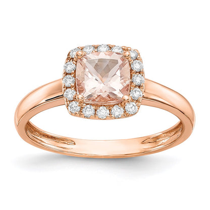 14k Rose Gold Morganite & Real Diamond Ring