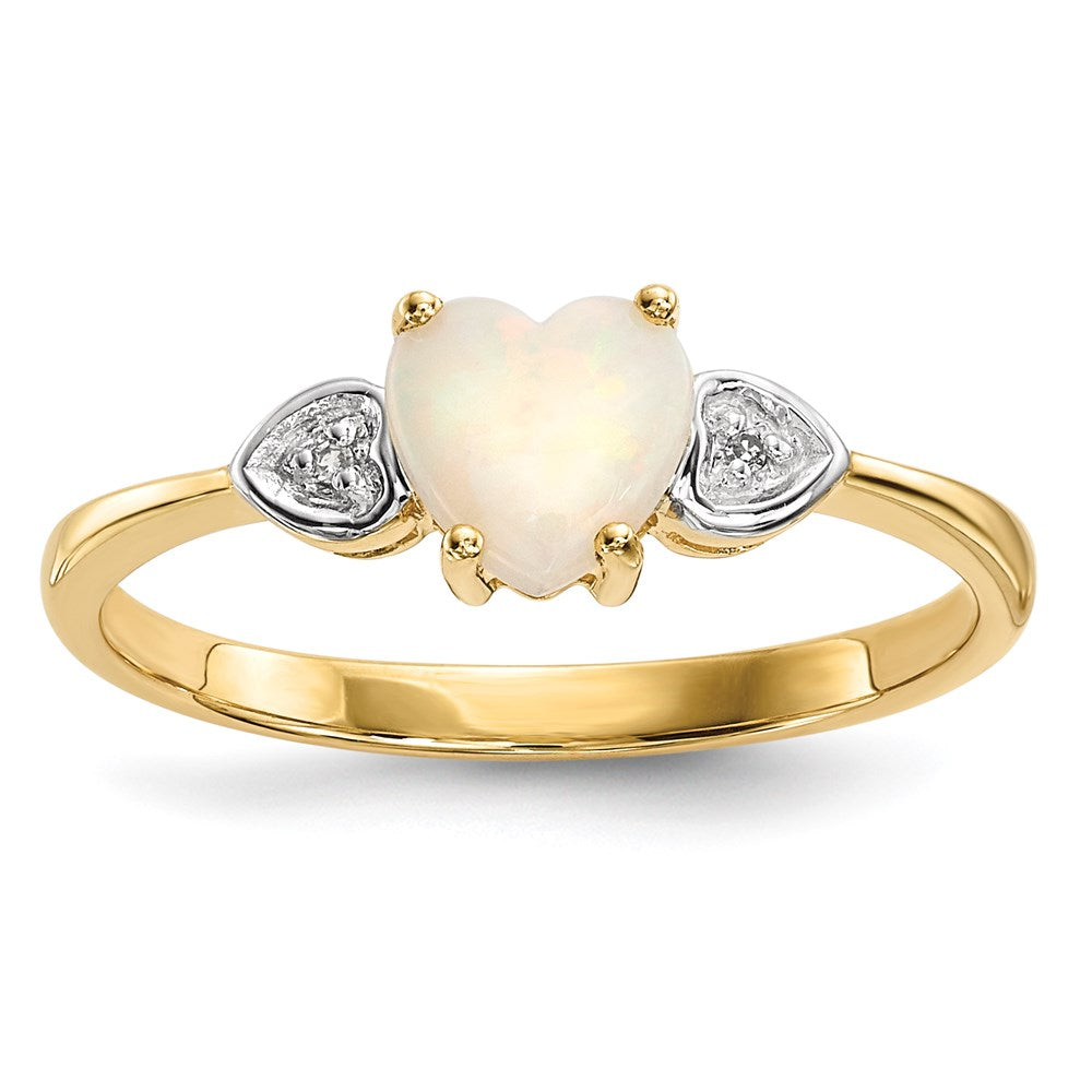 14k yellow gold opal and real diamond ring y13257op a