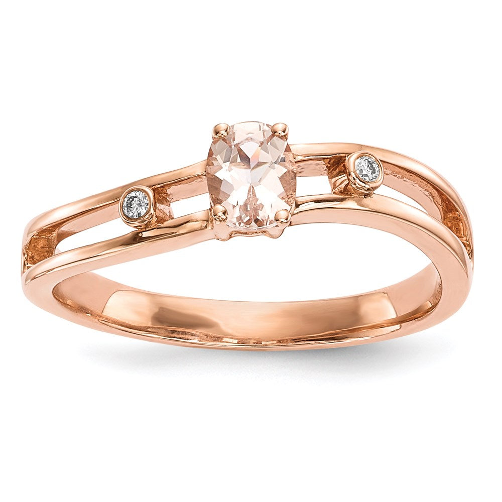 14k Rose Gold w/ Morganite & Real Diamond Ring